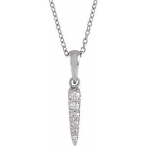 14K White 1/10 CTW Natural Diamond Spike 16-18" Necklace