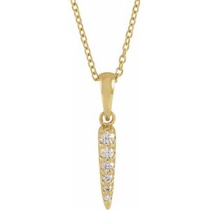 14K Yellow 1/10 CTW Natural Diamond Spike 16-18" Necklace