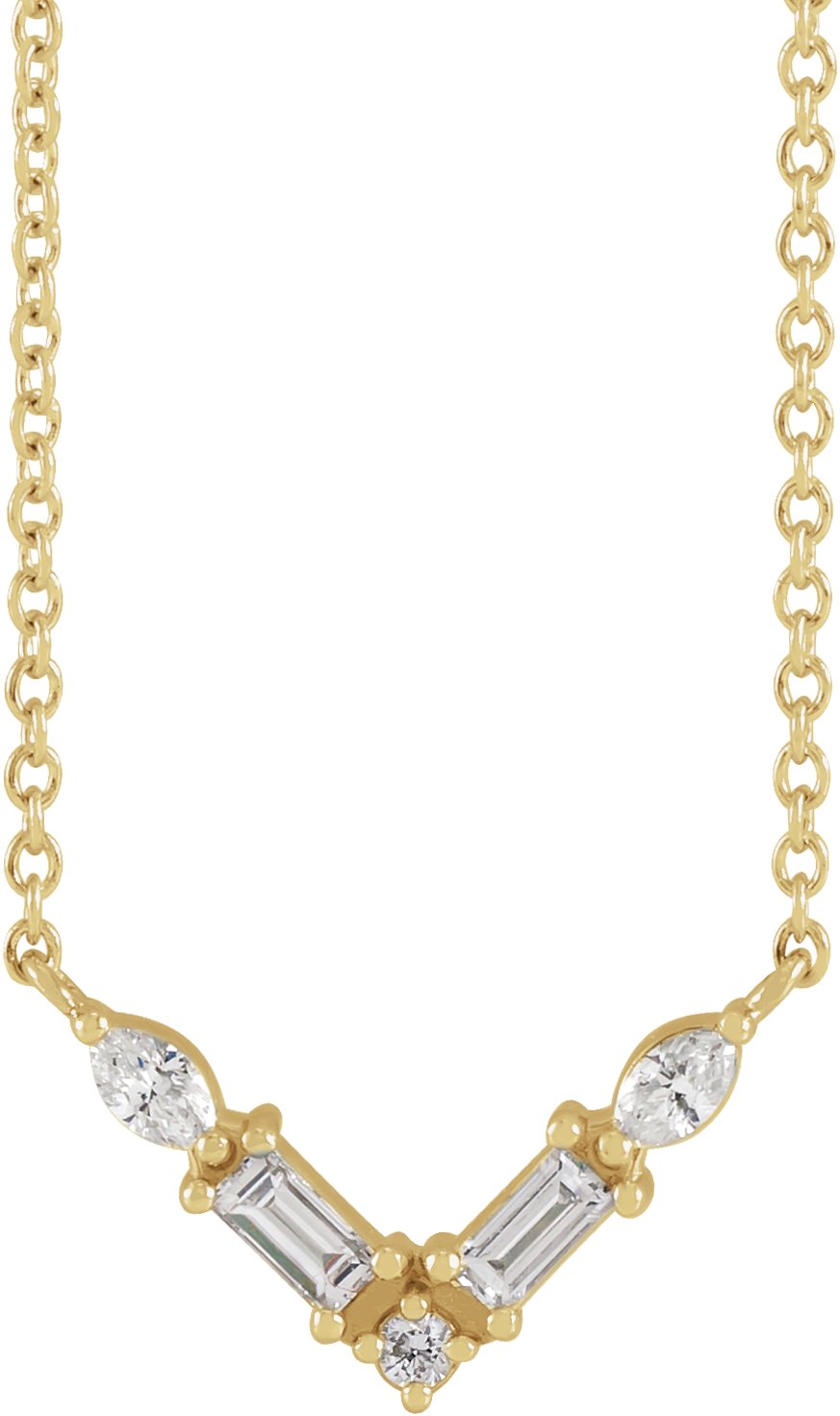 14K Yellow 1/6 CTW Natural Diamond V 18 Necklace