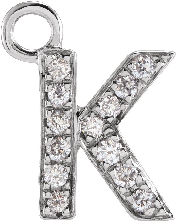 14K White .03 CTW Natural Diamond Initial K Dangle