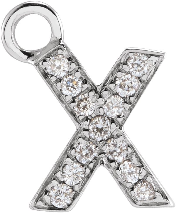 14K White .04 CTW Natural Diamond Initial X Dangle