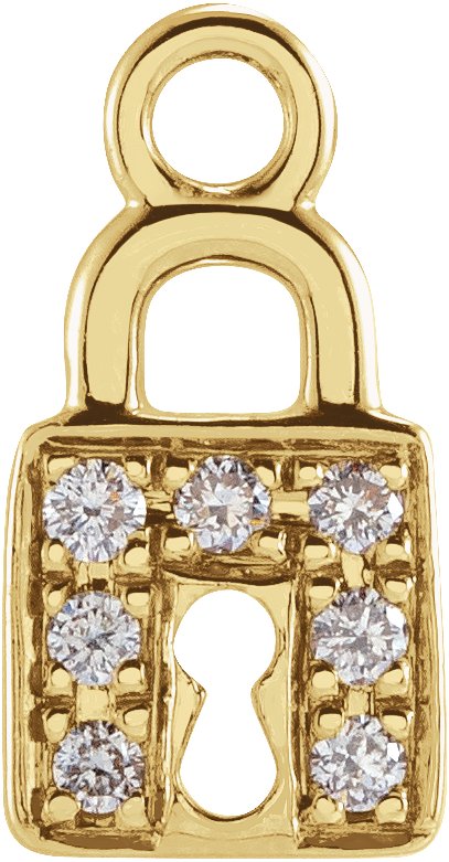 14K Yellow .035 CTW Natural Diamond Lock Dangle