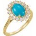 14K Yellow Natural Turquoise & 3/8 CTW Natural Diamond Ring