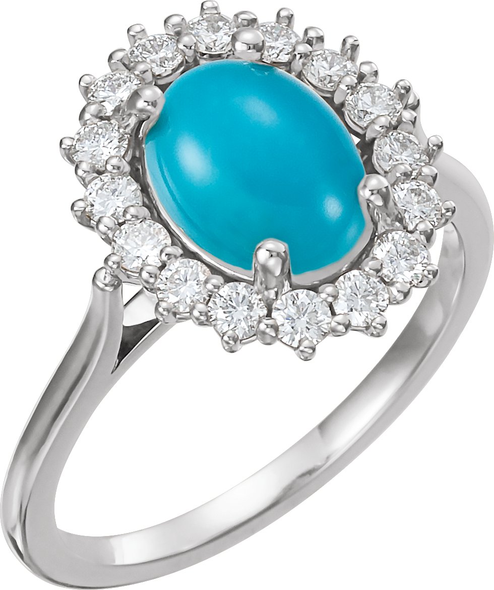 Sterling Silver Turquoise and .375 CTW Diamond Ring Ref 15398995