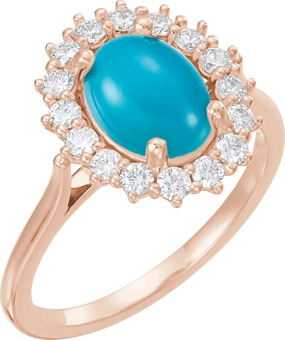 14K Rose Turquoise & 3/8 CTW Diamond Ring