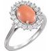 14K White Natural Pink Coral & 3/8 CTW Natural Diamond Ring