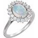 14K White Natural White Ethiopian Opal & 3/8 CTW Natural Diamond Ring