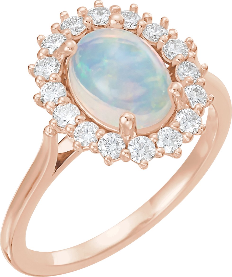 14K Rose Ethiopian Opal and .375 CTW Diamond Ring Ref 15398985