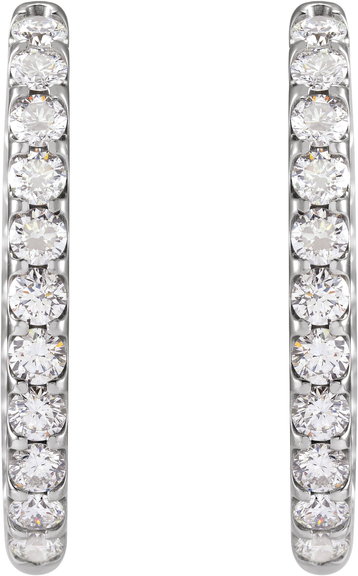 14K White 3 CTW Diamond Inside-Outside Hinged 28.3 mm Hoop Earrings