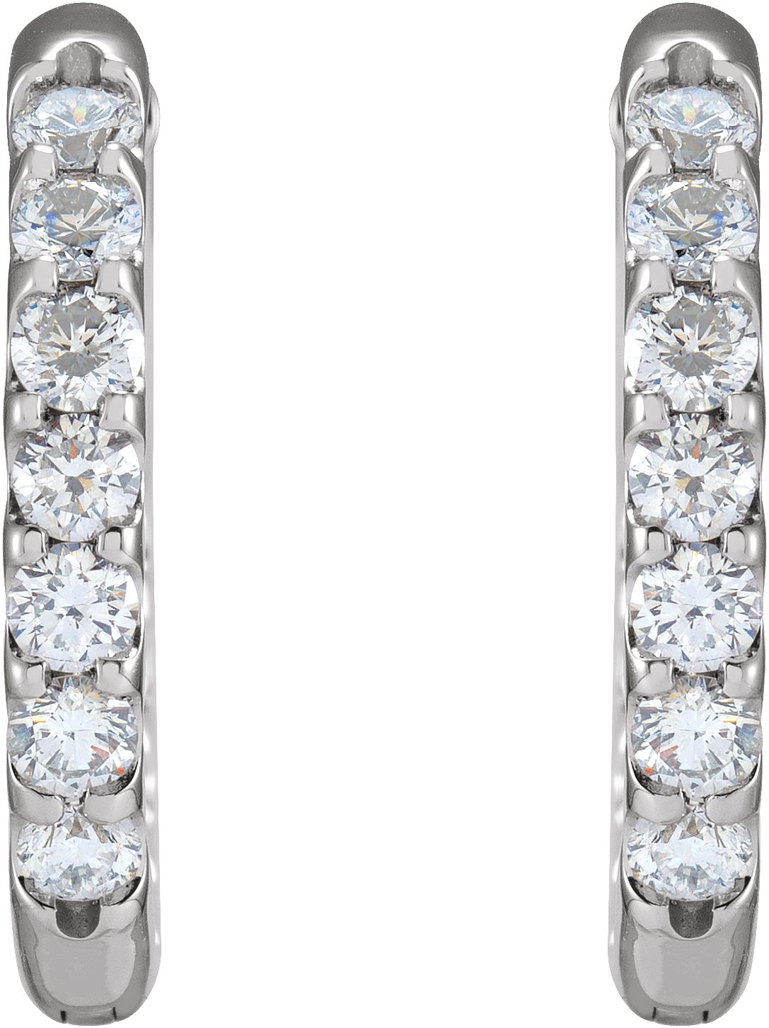 14K White 1 1/8 CTW Diamond Inside-Outside Hinged 18.5 mm Hoop Earrings