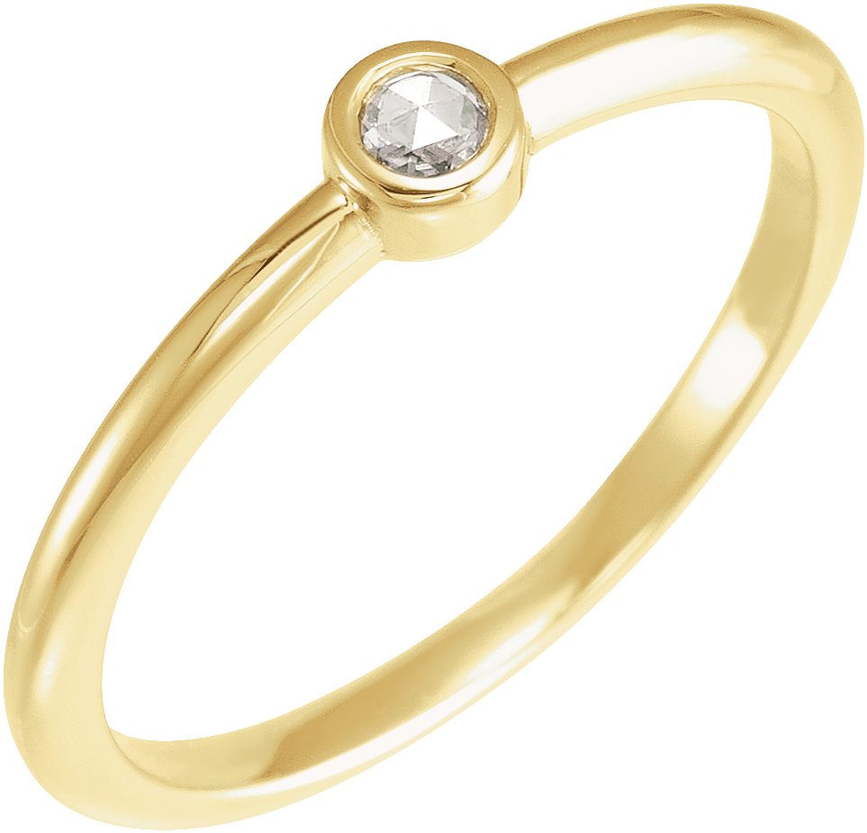 14K Yellow 3/8 CT Rose-Cut Natural Diamond Stackable Ring