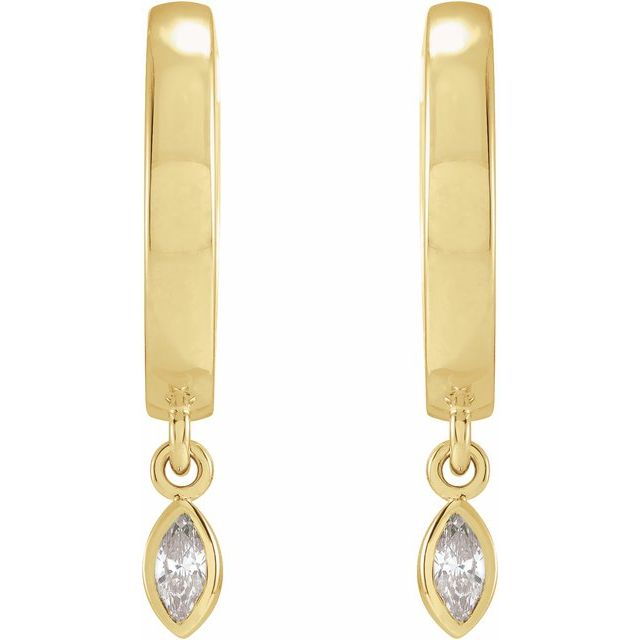 14K Yellow 1/8 CTW Natural Diamond Hinged Hoop Earrings