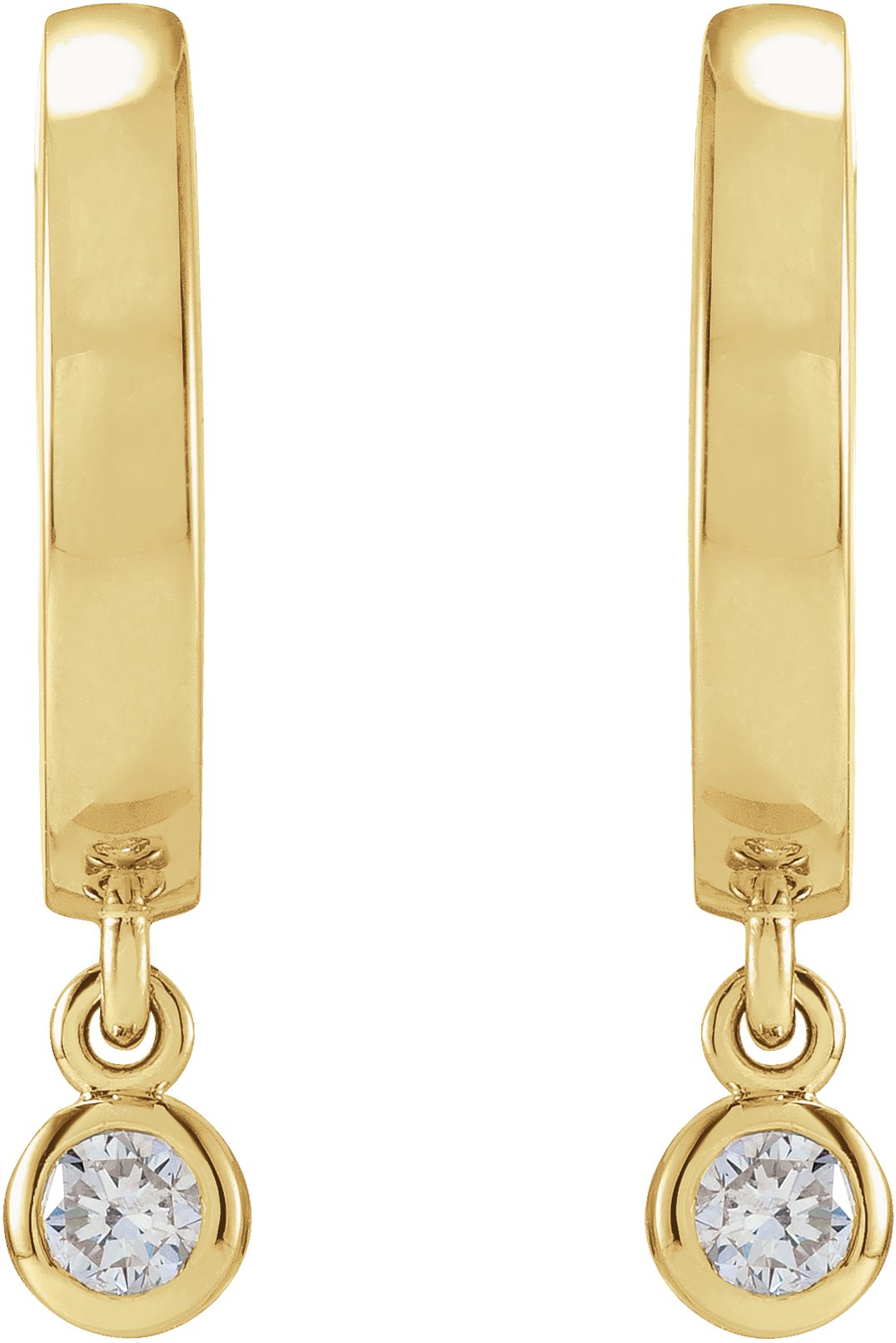 14K Yellow 1/5 CTW Diamond Hinged Hoop Earrings