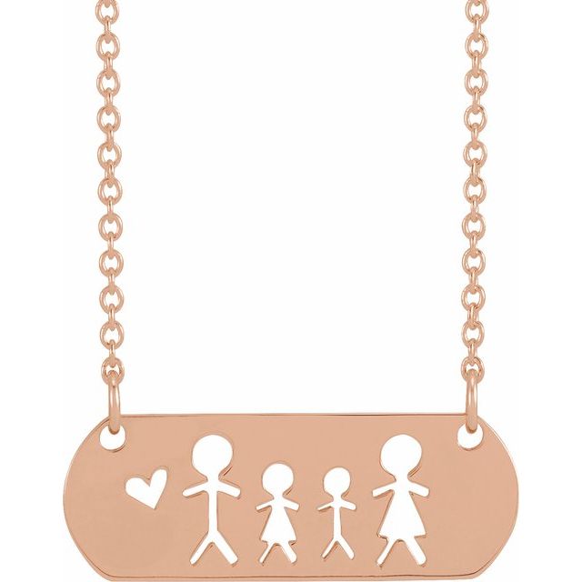 14K Rose Father, Daughter, Son, & Mother Stick Figure Family 18