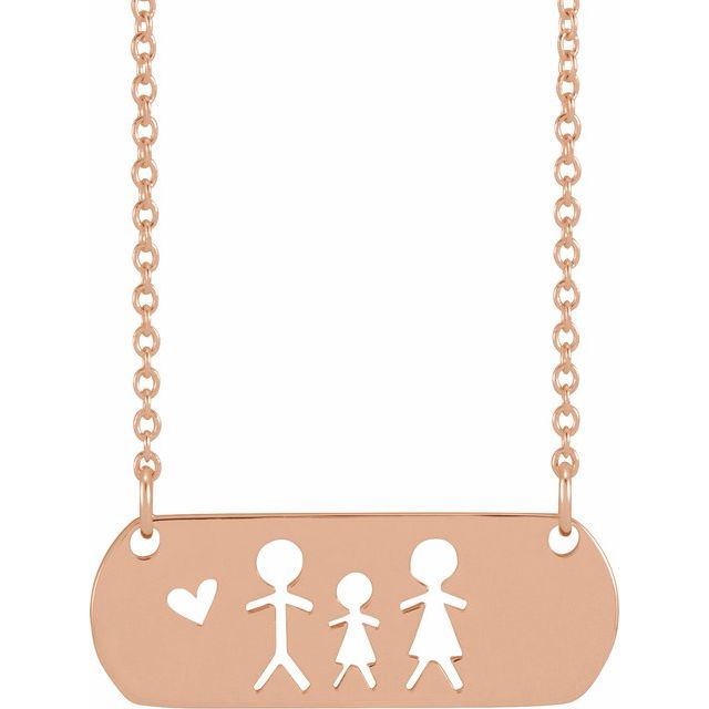 14K Rose Father, Daughter, & Mother Stick Figure Family 18