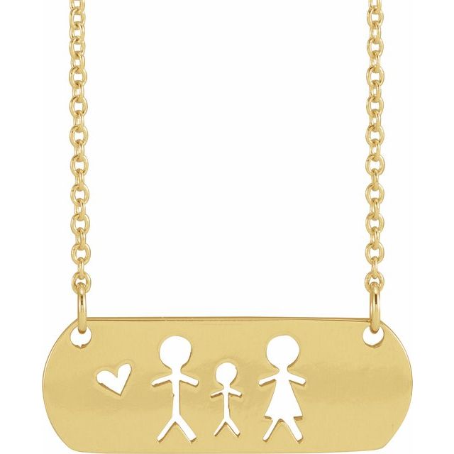 14K Yellow Father, Son, & Mother Stick Figure Family 18