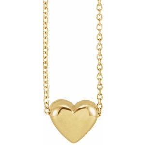 14K Yellow Puffy Heart 16-18"Necklace