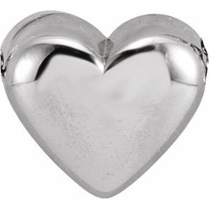 14K White Puffy Heart Necklace Center
