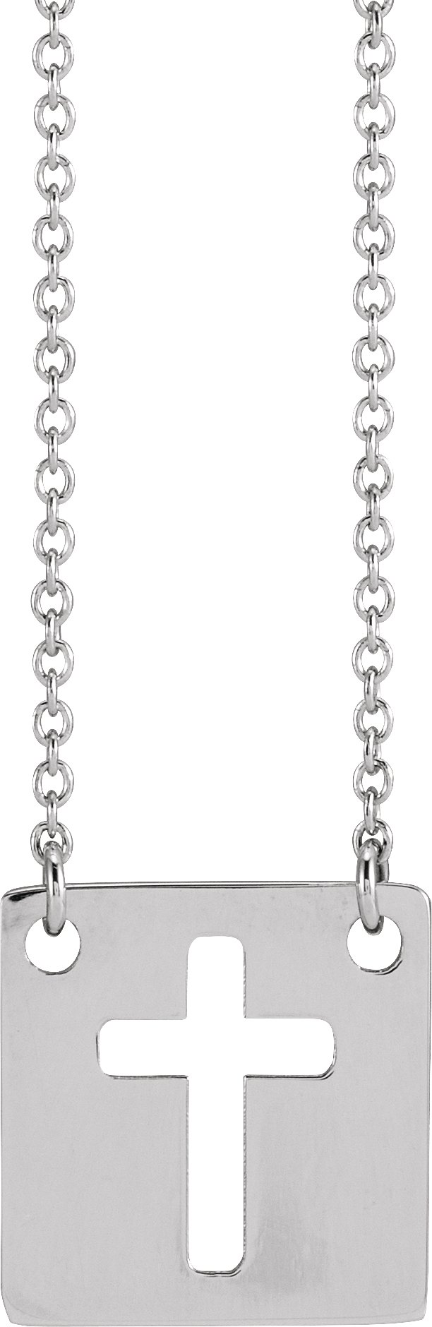 Sterling Silver Geometric Pierced Cross 18" Necklace