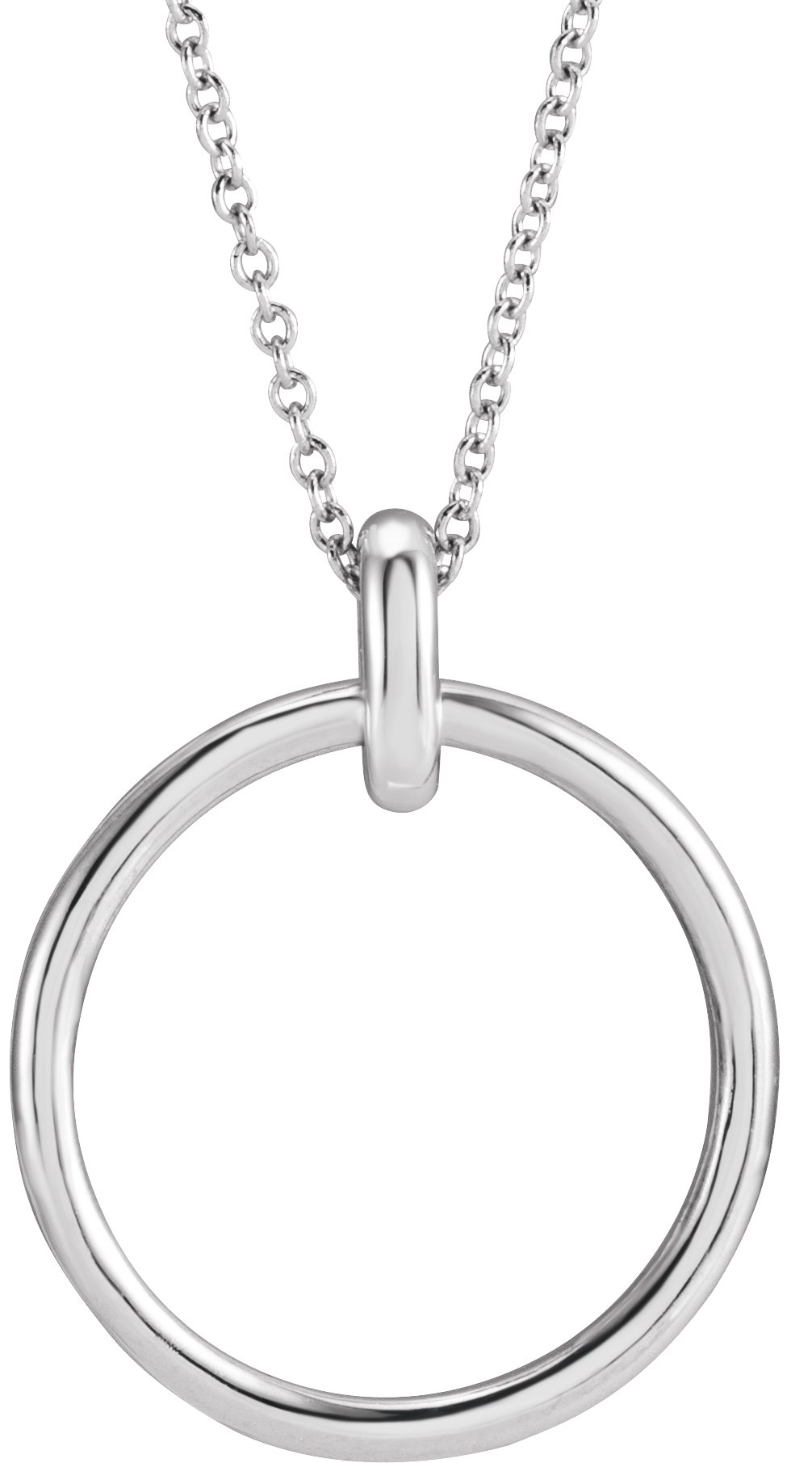 14K White Circle 16-18" Necklace