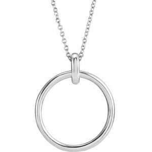 14K White Circle 16-18" Necklace