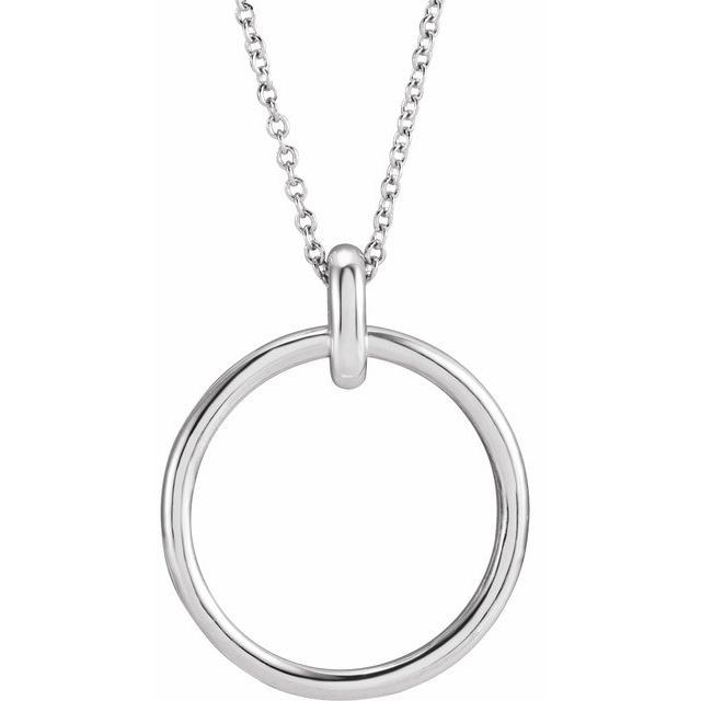 14K White Circle 16-18 Necklace