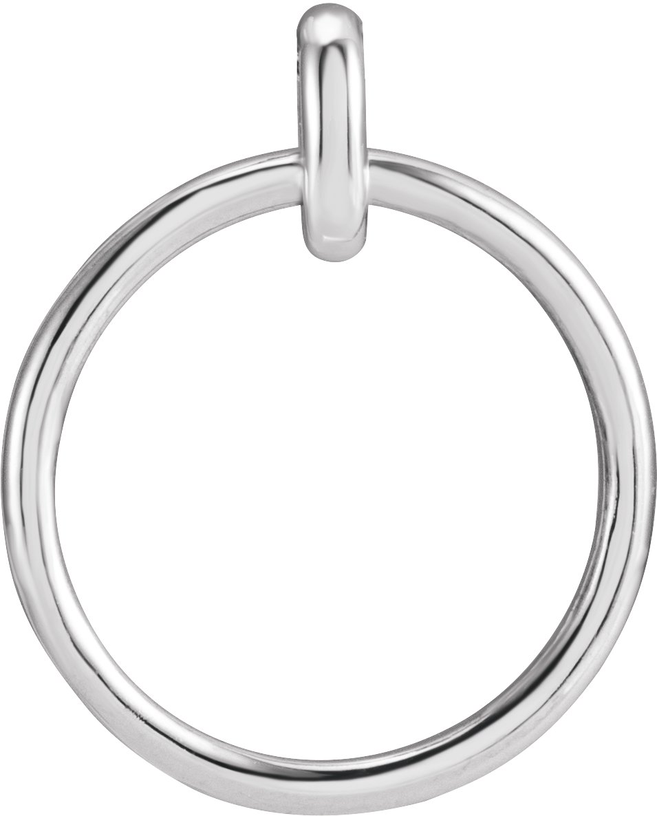 14K White 22.05x18.29 mm Circle Pendant