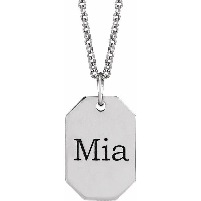 Sterling Silver Engravable Dog Tag 16-18 Necklace