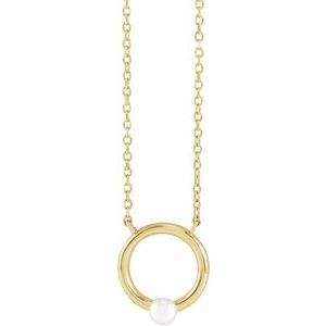 14K Yellow Cultured Seed Pearl Circle 16" Necklace