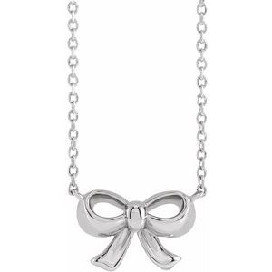 Sterling Silver Bow 16" Necklace 