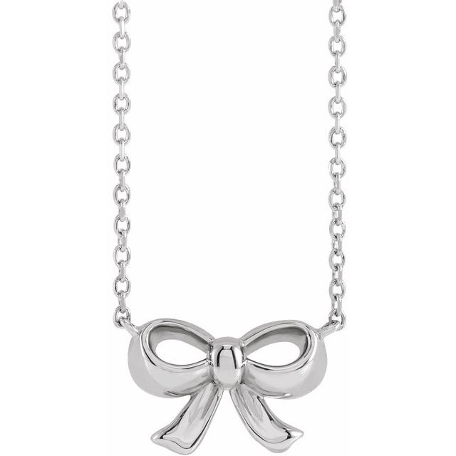 Sterling Silver Bow 18 Necklace 