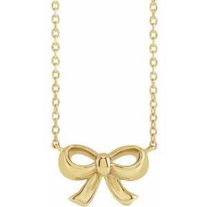 14K Yellow Bow 18" Necklace 