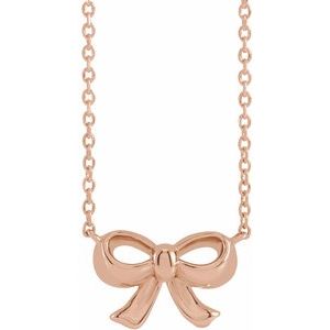 14K Rose Bow 18" Necklace 