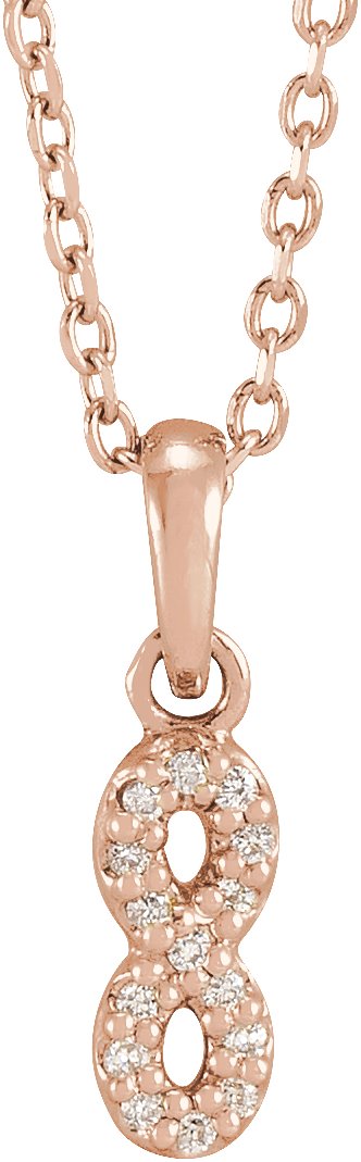 14K Rose .03 CTW Natural Diamond Petite Infinity 16-18" Necklace
