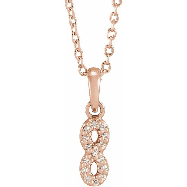 14K Rose .03 CTW Natural Diamond Petite Infinity 16-18" Necklace
