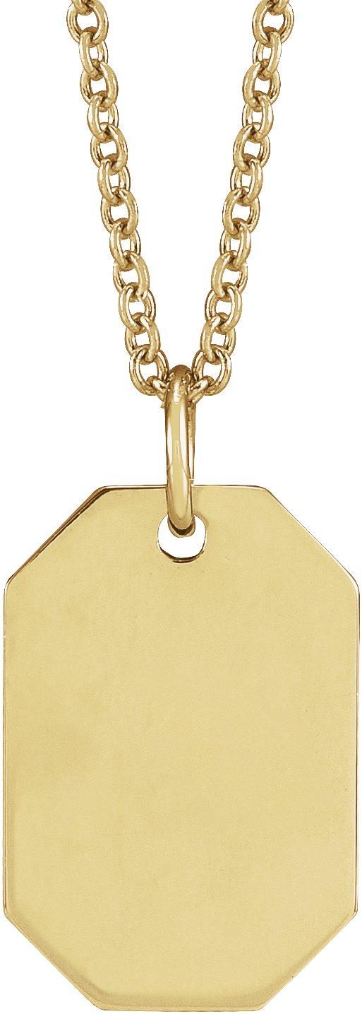 14K Yellow Engravable Dog Tag 16-18" Necklace