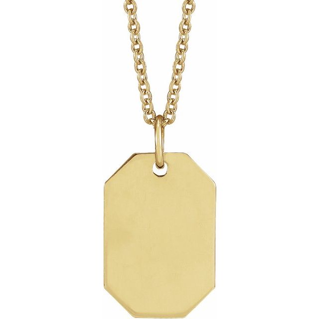 14K Yellow Engravable Dog Tag 16-18 Necklace