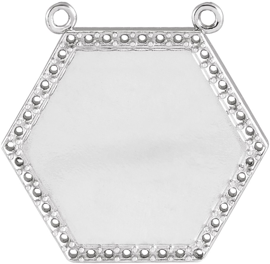 14K White Engravable Hexagon Necklace Center Mounting