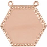 14K Rose Engravable Hexagon Necklace Center Mounting