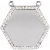 Platinum 1/10 CTW Diamond Engravable Hexagon Necklace Center