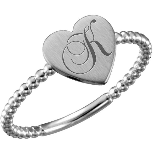 Continuum Sterling Silver Be Posh® Engravable Beaded Signet Ring 
