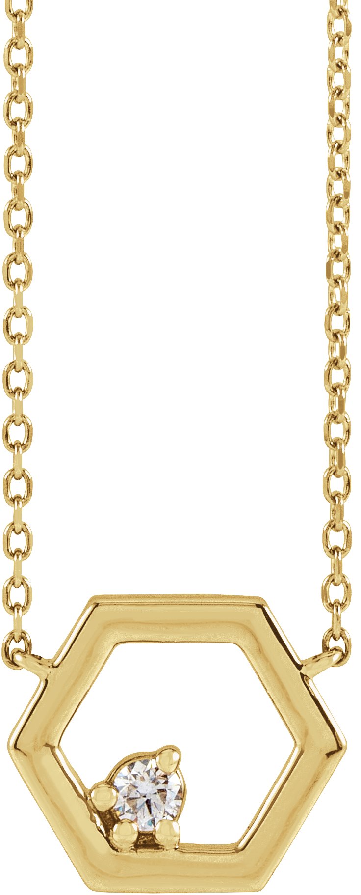 14K Yellow .06 CT Natural Diamond Honeycomb 18" Necklace