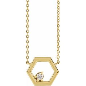 14K Yellow .06 CT Natural Diamond Honeycomb 18" Necklace