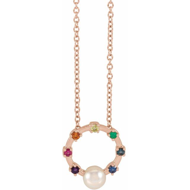 14K Rose Akoya Cultured Pearl Hold You Forever® Rainbow Baby 18