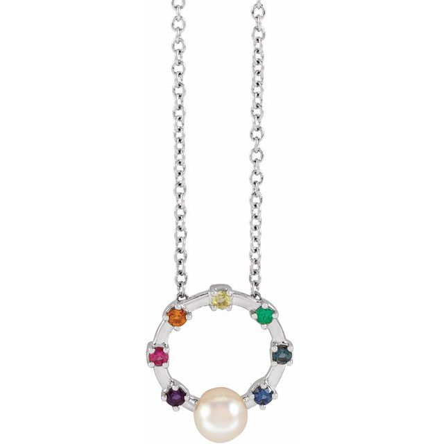 Platinum Akoya Cultured Pearl Hold You Forever® Rainbow Baby 18