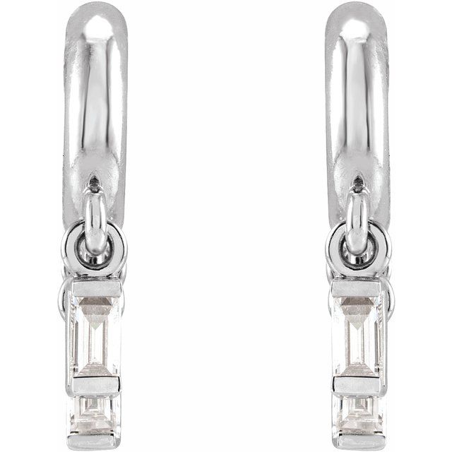 14K White 1/5 CTW Natural Diamond Fringe Hoop Earrings
