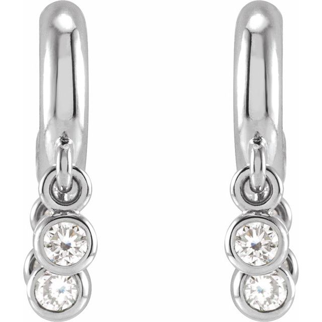 14K White 1/5 CTW Natural Diamond Fringe Hoop Earrings