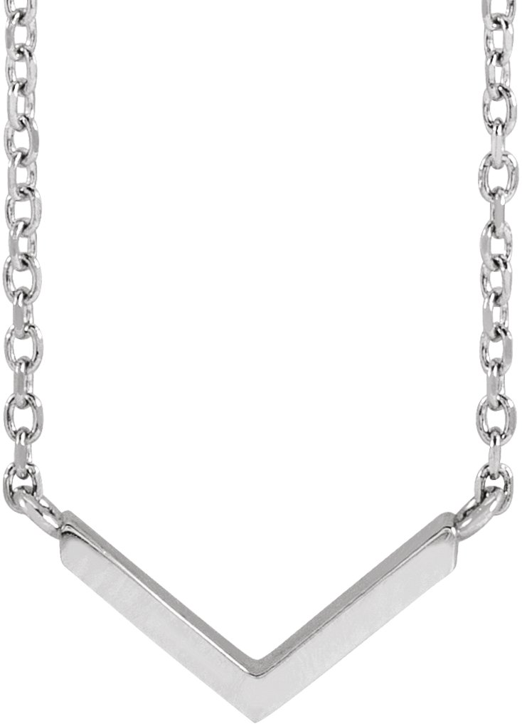 14K White  Minimalist V 18" Necklace