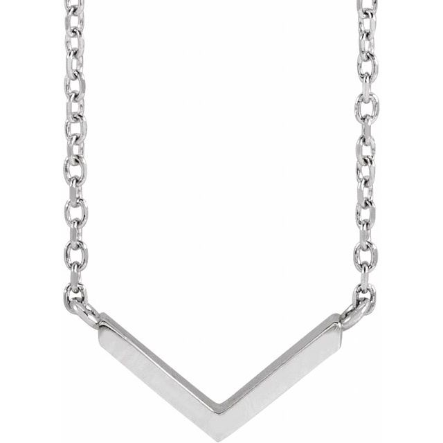14K White V 18" Necklace