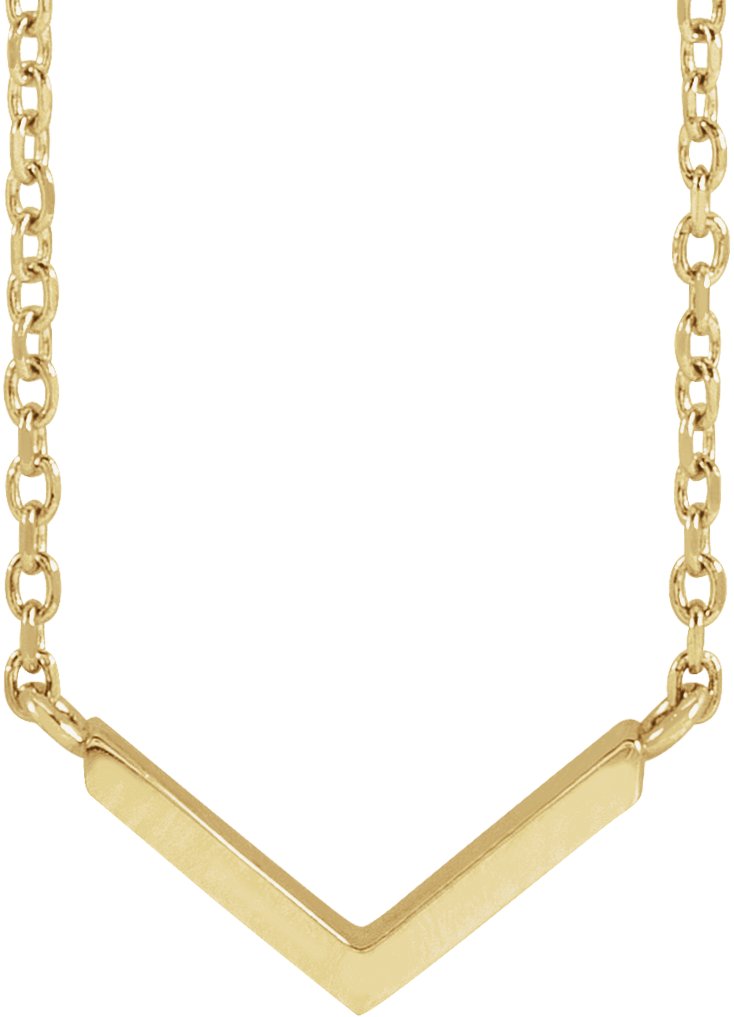 14K Yellow  Minimalist V 18" Necklace